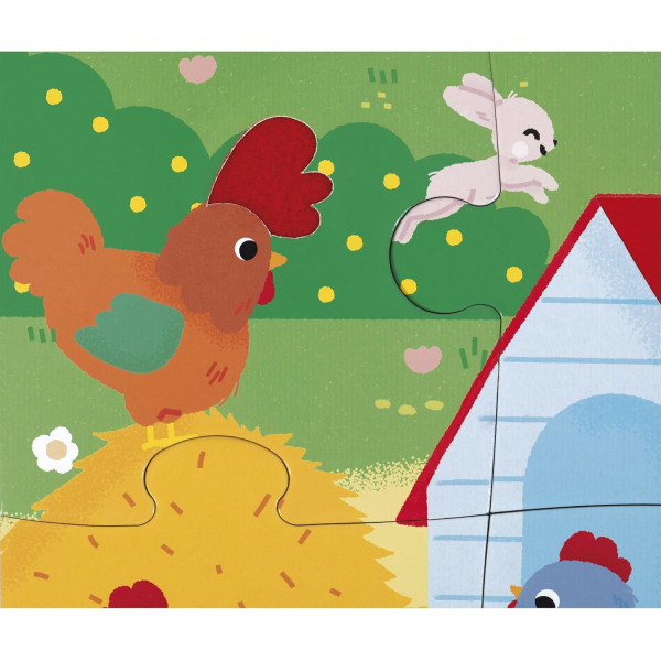 Puzzle - Les animaux de la ferme - 20 pièces avec texture + poster - Dès 2 ans - Janod