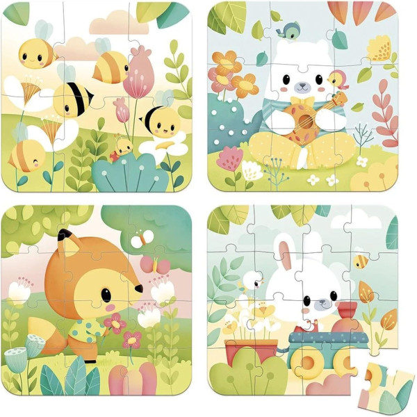 Puzzles - Les animaux - 6/9/12/16 pièces - Dès 2 ans - Jeu premier âge - Janod