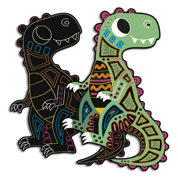 Jeu créatif - Coloriage à gratter - Les dinosaures - 5 modèles - Stylet + livre inclus - Dès 5 ans - Janod