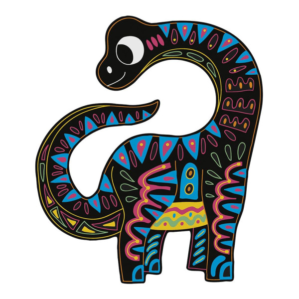 Jeu créatif - Coloriage à gratter - Les dinosaures - 5 modèles - Stylet + livre inclus - Dès 5 ans - Janod