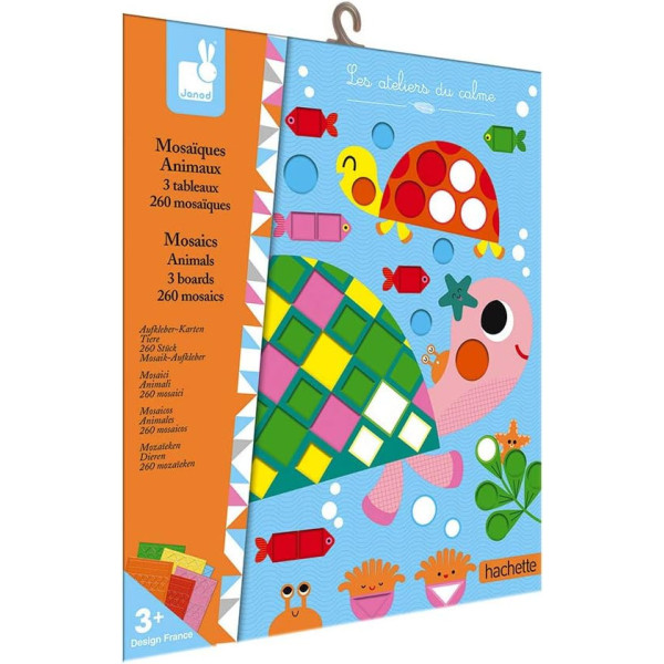 photo-Jeu créatif - Gommettes mosaïque - 3 modèles - Animaux - Dès 3 ans - Janod