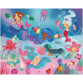 Puzzle - Les sirènes - 24 pièces - Dès 3 ans - 50x40cm - Poster inclus - Janod