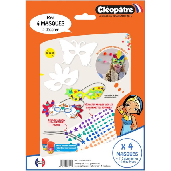 photo-Masques à décorer - Pour le carnaval - Gommettes incluses - 4 modèles - Cléopâtre