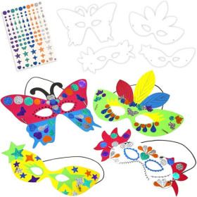 Masques à décorer - Pour le carnaval - Gommettes incluses - 4 modèles - Cléopâtre