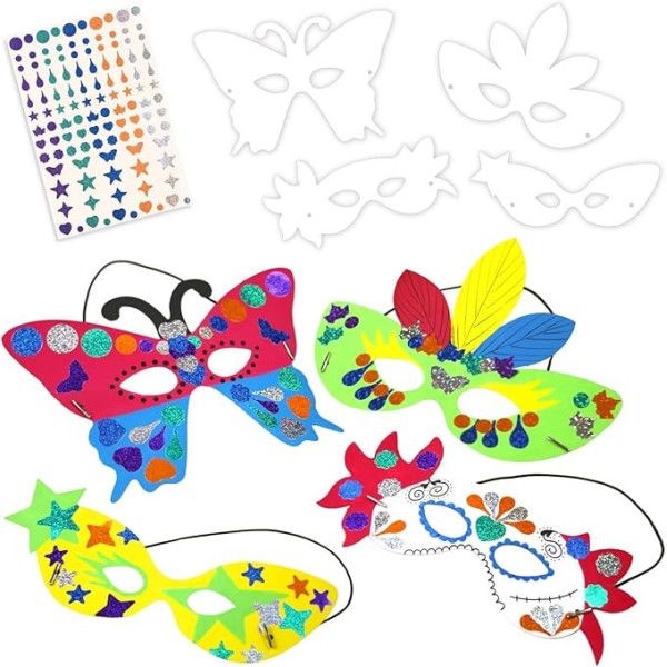 Masques à décorer - Pour le carnaval - Gommettes incluses - 4 modèles - Cléopâtre
