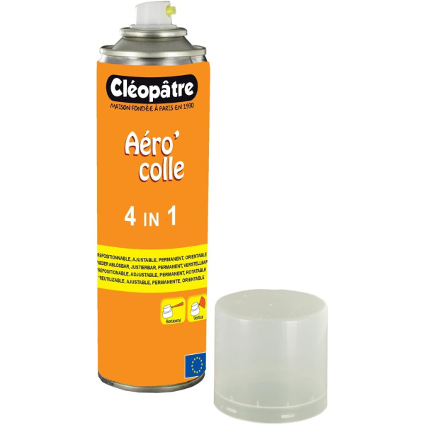 Colle - Spray - Repositionnable - Ajustable - Permanente - Tous supports - Cléopâtre Aéro'colle