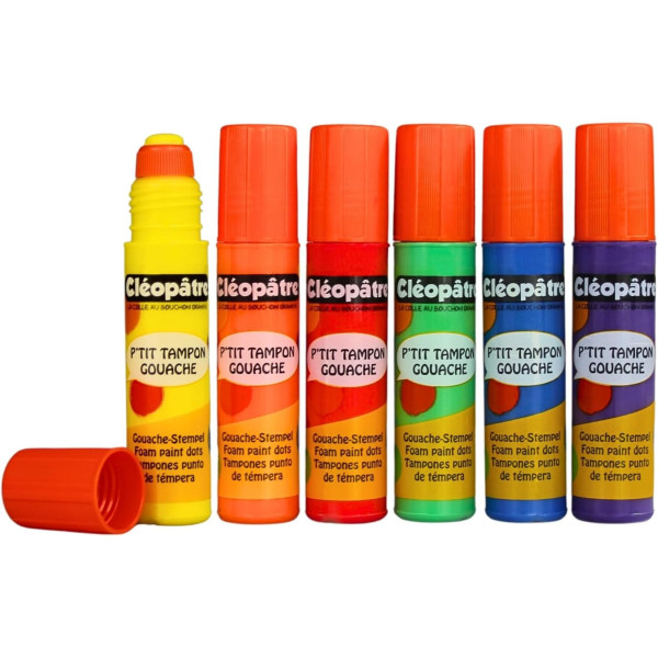 photo-Gouache - Tampons de peinture - Enfant  - 6 couleurs - Cléopâtre - Scolaire - Loisirs créatifs