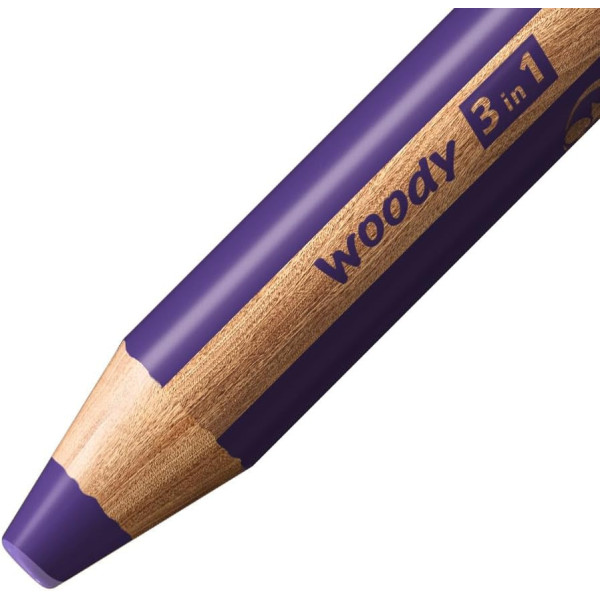 Stabilo woody 3 in 1 - Violet - Crayon de couleur - Pointe large - Tous supports