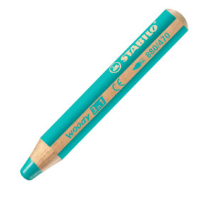 photo-Stabilo woody 3 in 1 - Vert jade - Crayon de couleur - Pointe large - Tous supports