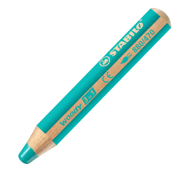 photo-Stabilo woody 3 in 1 - Vert jade - Crayon de couleur - Pointe large - Tous supports
