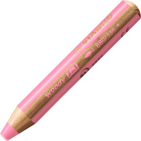photo-Stabilo woody 3 in 1 - Rose - Crayon de couleur - Pointe large - Tous supports