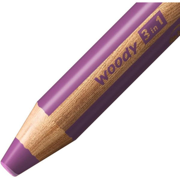 Stabilo woody 3 in 1 - Lilas - Crayon de couleur - Pointe large - Tous supports