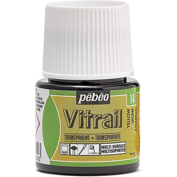 photo-Peinture pour verre - Vitrail - Pébéo - Jaune - 45ml