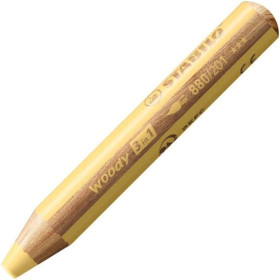 photo-Stabilo woody 3 in 1 - Jaune pastel - Crayon de couleur - Pointe large - Tous supports
