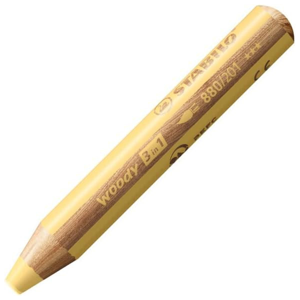 photo-Stabilo woody 3 in 1 - Jaune pastel - Crayon de couleur - Pointe large - Tous supports