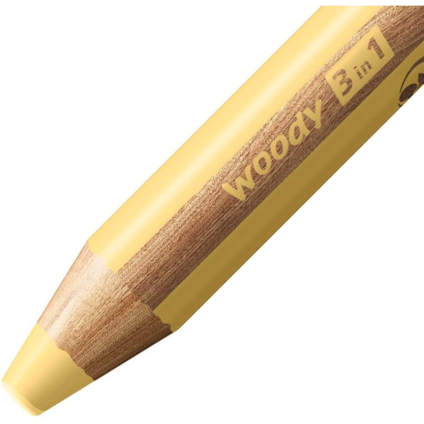 Stabilo woody 3 in 1 - Jaune pastel - Crayon de couleur - Pointe large - Tous supports