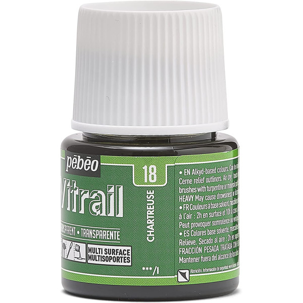 Peinture pour verre - Vitrail - Pébéo - Vert chartreuse - 45ml
