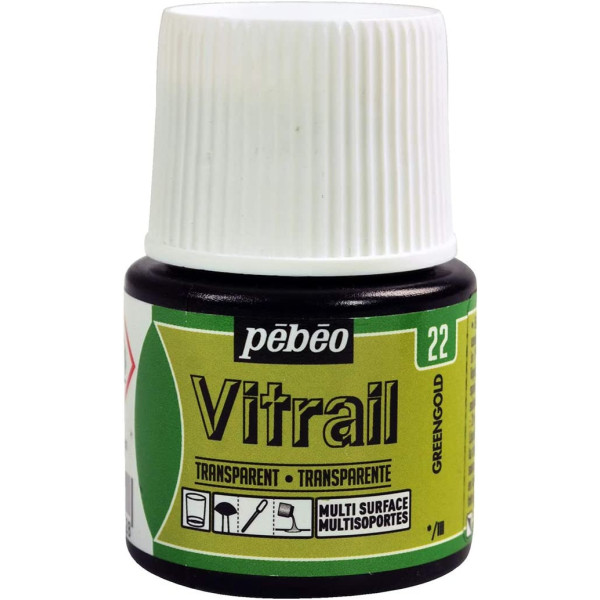 photo-Peinture pour verre - Vitrail - Pébéo - Vert greengold - 45ml