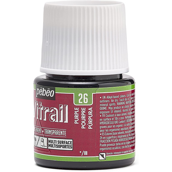 Peinture pour verre - Vitrail - Pébéo - Rouge pourpre - 45ml