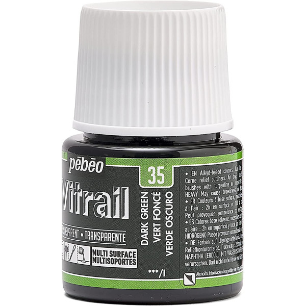 Peinture pour verre - Vitrail - Pébéo - Vert foncé - 45ml