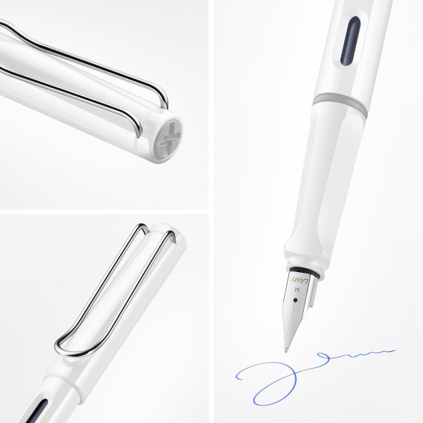 Stylo plume - Mine large B - Droitier - LAMY - Safari - Blanc - Rechargeable