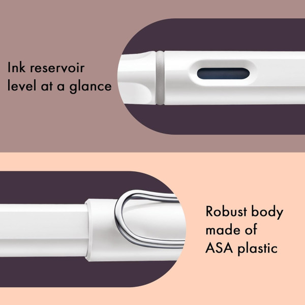Stylo plume - Mine large B - Droitier - LAMY - Safari - Blanc - Rechargeable
