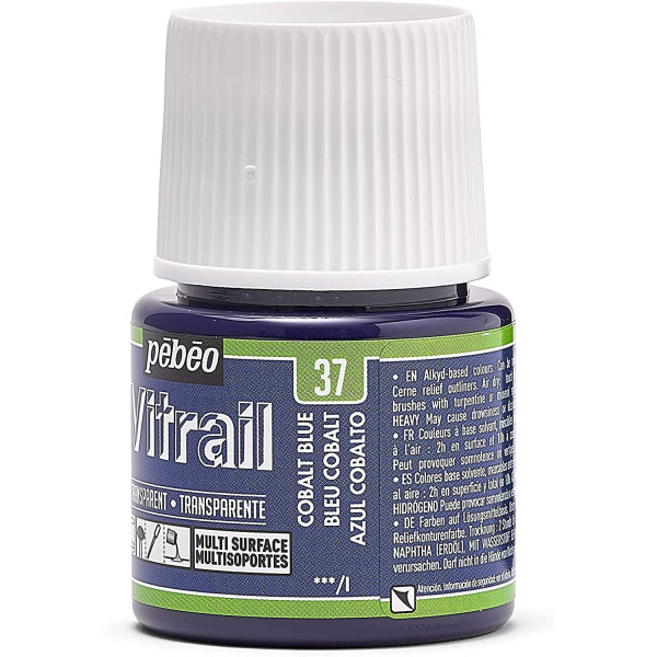 Peinture pour verre - Vitrail - Pébéo - Bleu Cobalt - 45ml