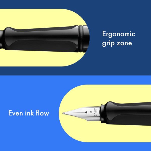 Stylo plume - Mine moyenne M - Gaucher - LAMY - Safari - Noir - Rechargeable