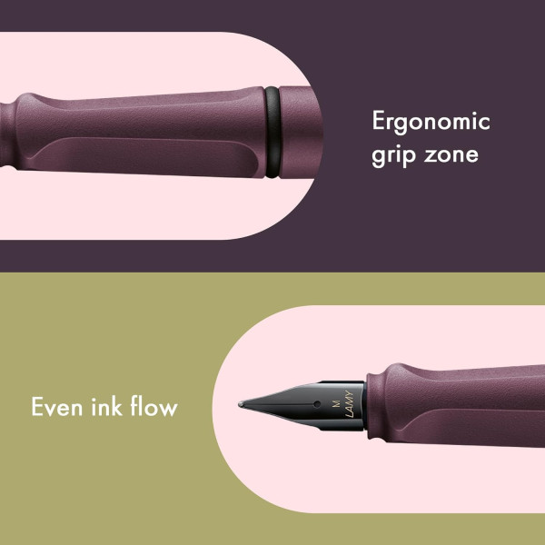 Stylo plume - Mine large B - Droitier - LAMY - Safari - Rouge foncé - Rechargeable