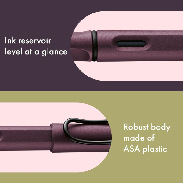 Stylo plume - Mine large B - Droitier - LAMY - Safari - Rouge foncé - Rechargeable