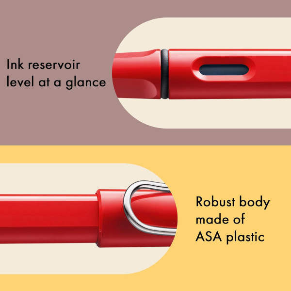 Stylo plume - Mine moyenne M - Droitier - LAMY - Safari - Rouge - Rechargeable