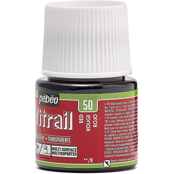 Peinture pour verre - Vitrail - Pébéo - Rouge - 45ml