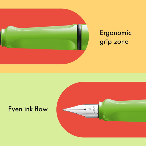 Stylo plume - Mine moyenne - Gaucher - LAMY - Safari - Vert - Rechargeable