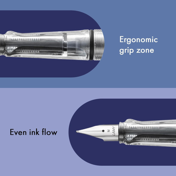 Stylo plume - Mine moyenne M - Droitier - LAMY - Safari - Transparent - Rechargeable