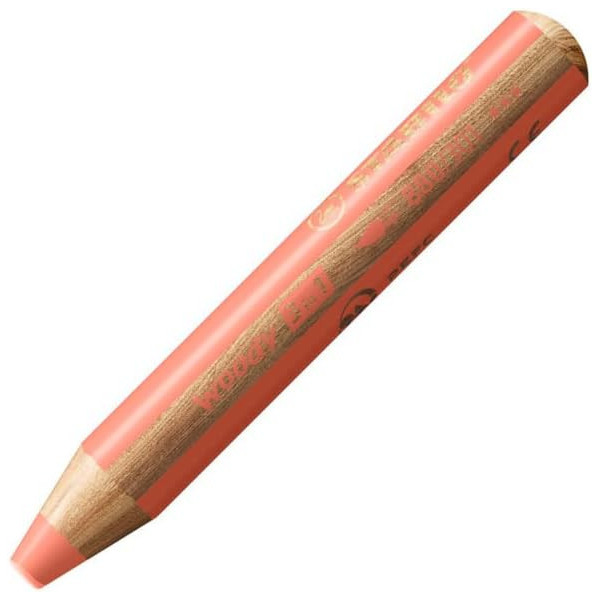 photo-Stabilo woody 3 in 1 - Rouge pastel - Crayon de couleur - Pointe large - Tous supports