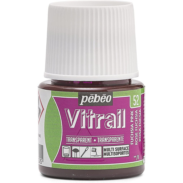 photo-Peinture pour verre - Vitrail - Pébéo - Rose fuchsia - 45ml