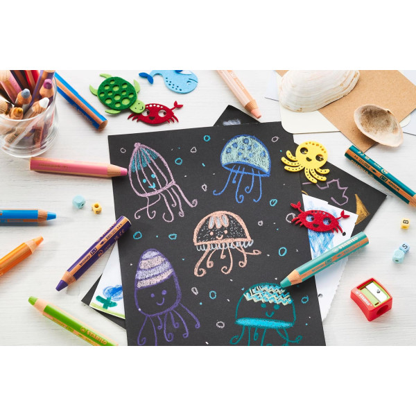 Stabilo woody 3 in 1 - Lilas pastel - Crayon de couleur - Pointe large - Tous supports