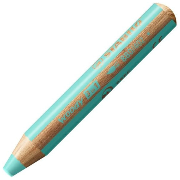 photo-Stabilo woody 3 in 1 - Bleu pastel - Crayon de couleur - Pointe large - Tous supports