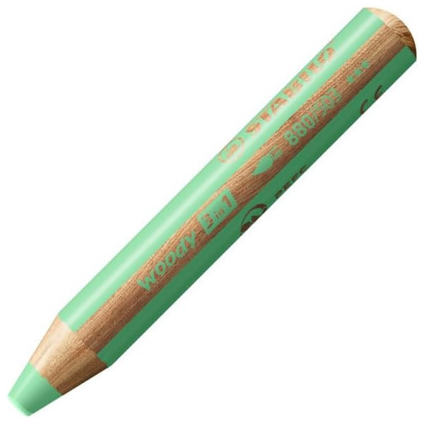 photo-Stabilo woody 3 in 1 - Vert pastel - Crayon de couleur - Pointe large - Tous supports