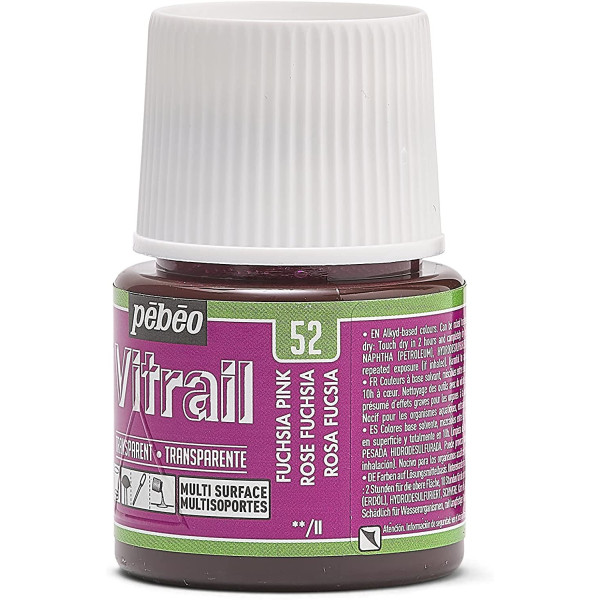 Peinture pour verre - Vitrail - Pébéo - Rose fuchsia - 45ml