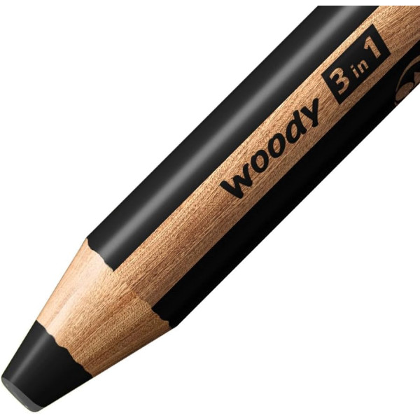 Stabilo woody 3 in 1 - Noir - Crayon de couleur - Pointe large - Tous supports