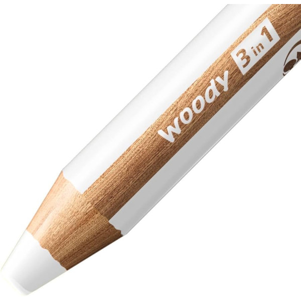 Stabilo woody 3 in 1 - Blanc - Crayon de couleur - Pointe large - Tous supports