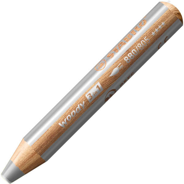 photo-Stabilo woody 3 in 1 - Argent - Crayon de couleur - Pointe large - Tous supports