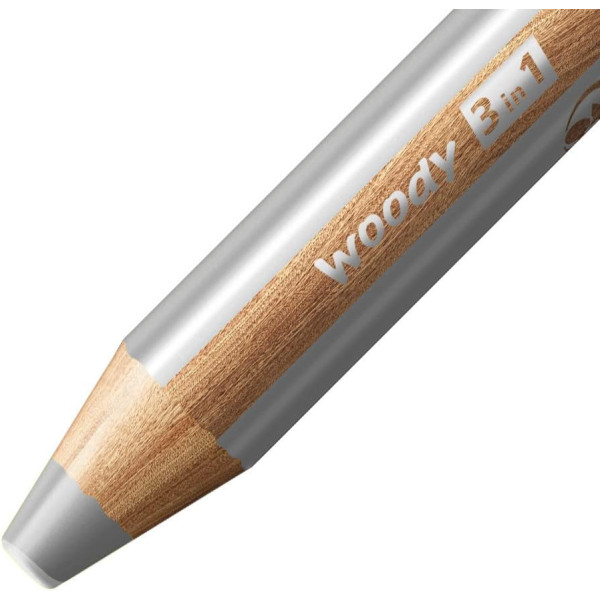 Stabilo woody 3 in 1 - Argent - Crayon de couleur - Pointe large - Tous supports