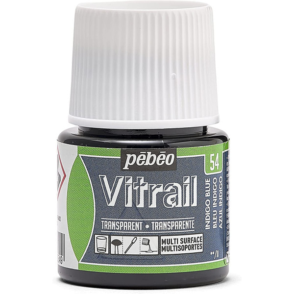 photo-Peinture pour verre - Vitrail - Pébéo - Bleu Indigo - 45ml