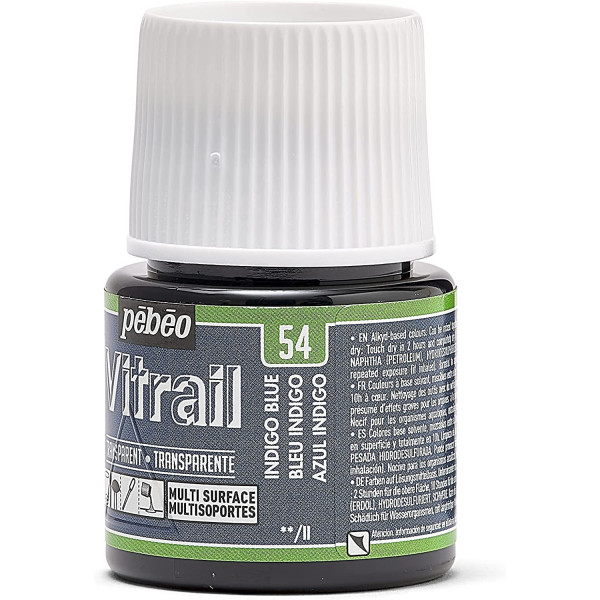 Peinture pour verre - Vitrail - Pébéo - Bleu Indigo - 45ml