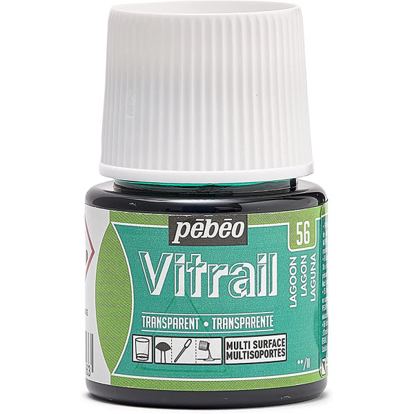 photo-Peinture pour verre - Vitrail - Pébéo - Bleu lagon - 45ml