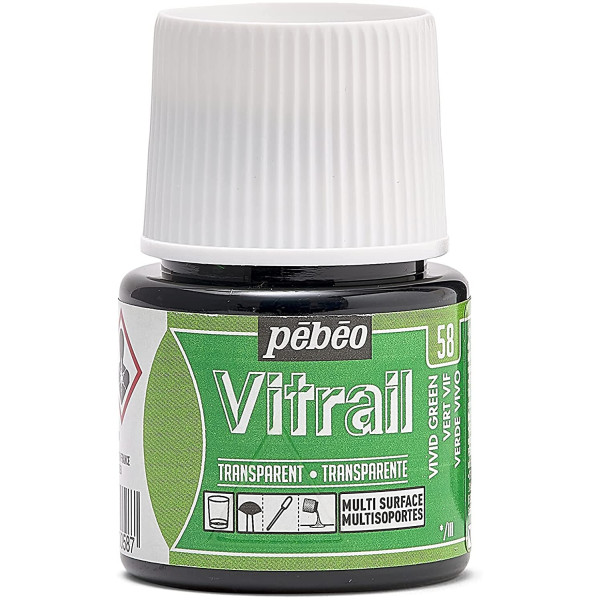 photo-Peinture pour verre - Vitrail - Pébéo - Vert vif - 45ml