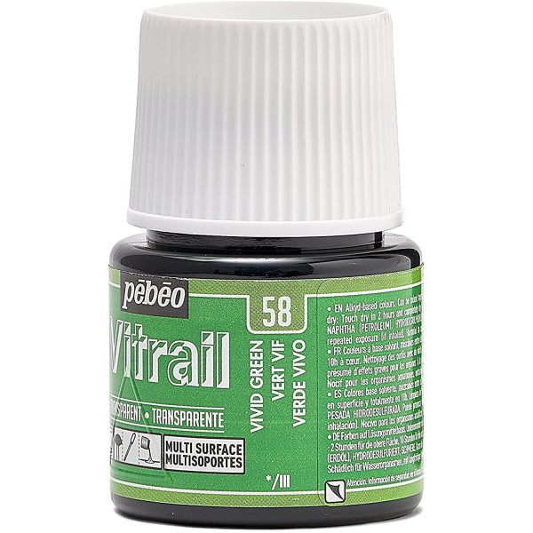 Peinture pour verre - Vitrail - Pébéo - Vert vif - 45ml