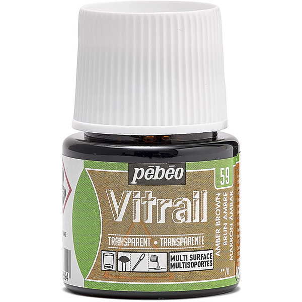 photo-Peinture pour verre - Vitrail - Pébéo - Brun ambre - 45ml